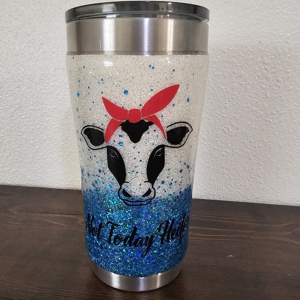 Glittery blue and white tumbler